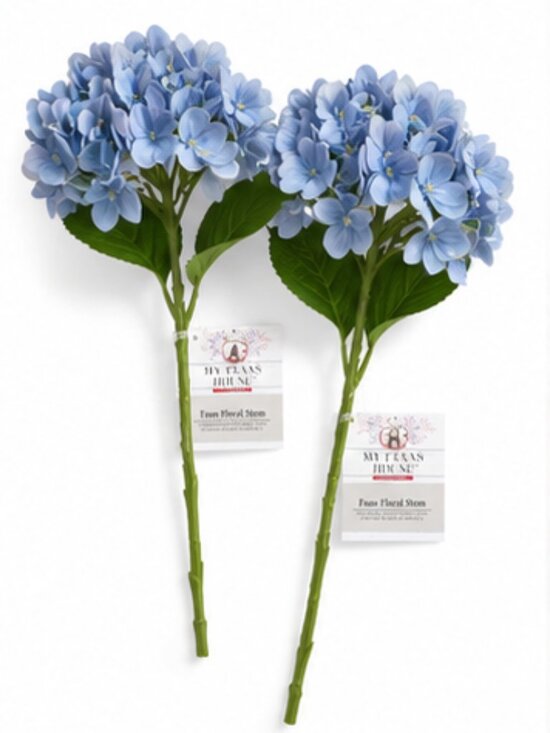 My Texas House Other - My Texas House Faux Blue Hydrangea Floral Stems, Set of 2